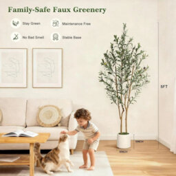 Artificial Olive Tree Indoor 150Cm Faux Silk Plant Natural Wood Trunk - thumbnail 4