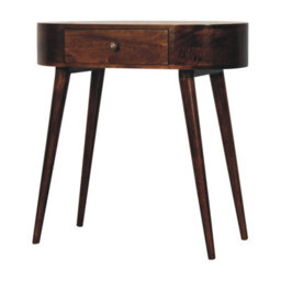 Artisan Furniture Solid Wood California Walnut Rounded Small Console Table, 1 Drawer, Brown - thumbnail 4