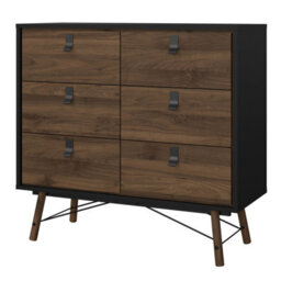 Furniture To Go Ry Double Chest Of Drawers 6 Drawers In Matt Black Walnut - thumbnail 3