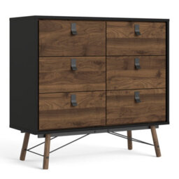 Furniture To Go Ry Double Chest Of Drawers 6 Drawers In Matt Black Walnut
