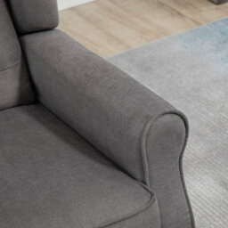 Homcom Retro Accent Comfy Chair With Tufted Club Wood Fabric, Dark Grey - thumbnail 8