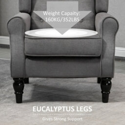 Homcom Retro Accent Comfy Chair With Tufted Club Wood Fabric, Dark Grey - thumbnail 6