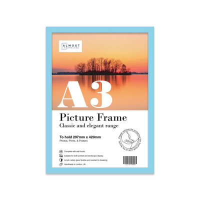 A3 Light Blue Picture Frame With Mount For A4 (21 X 29.7Cm -8.3 X 11.7In) Poster, Photo, Artwork, Or Print. - image 1