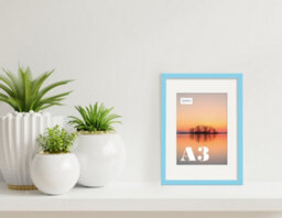 A3 Light Blue Picture Frame With Mount For A4 (21 X 29.7Cm -8.3 X 11.7In) Poster, Photo, Artwork, Or Print. - thumbnail 4