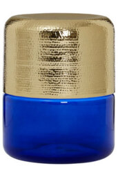 Orsina Margot Blue Glass And Gold Side Table.