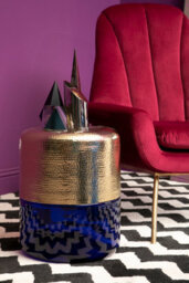 Orsina Margot Blue Glass And Gold Side Table. - thumbnail 2
