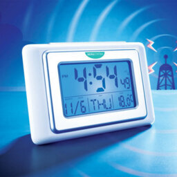 Coopers of Stortford Atomic Radio-Controlled Digital Alarm Clock, Backlight At Night For Temperature Time Date Day, Easy To Read