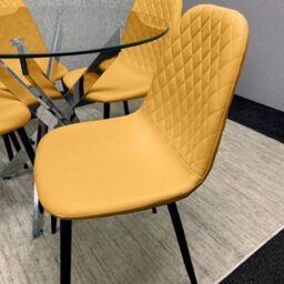 Kosy Koala Round Glass Dining Table Set With 4 Mustard Gem Pattern Chairs Dining Room Furniture - thumbnail 5