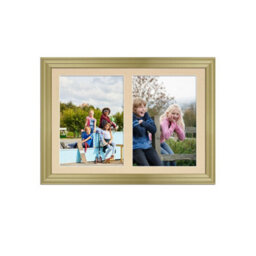 AK Frames 20X14 Gold Classic Multi Photo Frame With Ivory Mount - Holds 2 Apertures (2X) A4 Photos - thumbnail 1