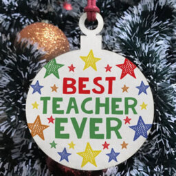 Red Ocean Colourful Wooden Hanging Christmas Tree Bauble Teacher Christmas Gift Thank You - thumbnail 3