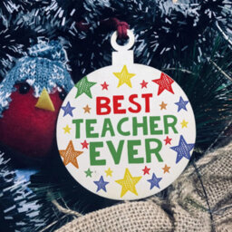 Red Ocean Colourful Wooden Hanging Christmas Tree Bauble Teacher Christmas Gift Thank You