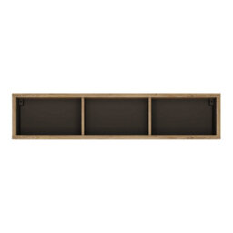 Wyld Haus Athens Natural Oak Wood-Effect Wide Wall Shelf 3 Compartments - thumbnail 4