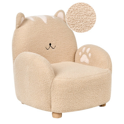 Beliani Kids Armchair Cat Zoar Boucle Beige - image 1
