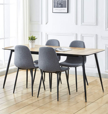 Hallowood Furniture Cullompton Large Extending Dining Table With Light Oak Effect Top (120-180Cm) With 4 Chairs - image 1