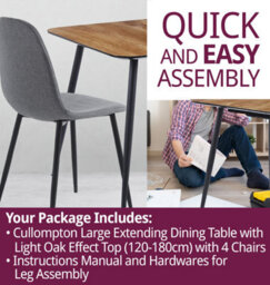Hallowood Furniture Cullompton Large Extending Dining Table With Light Oak Effect Top (120-180Cm) With 4 Chairs - thumbnail 7