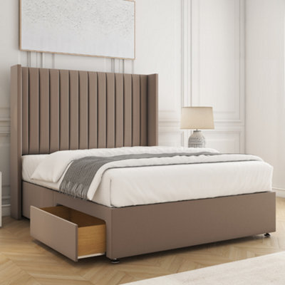 Bsspoke Manhattans Divan Bed Mink Plush Velvet With 54Inch Headboard 2 Drawers Footend & No Mattress In Double King 4Ft 6Ft - image 1