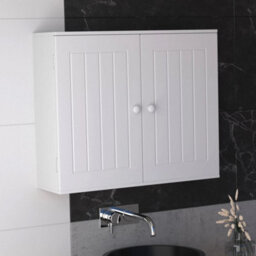 Bathroom Wall Cabinet White Bathroom Cabinet Shelf Cupboard Storage - thumbnail 6
