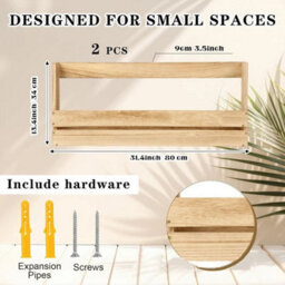 2Pcs 80Cm Wood Wall-Mounted Shoe Rack Entryway Footwear Storage Holder Organizer - thumbnail 2