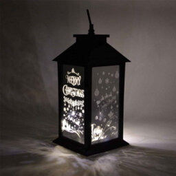 Shatchi Christmas Led Warm White Lantern Lamp Black Pvc Frame With Designed And Inprinted Christmas Theme - thumbnail 4