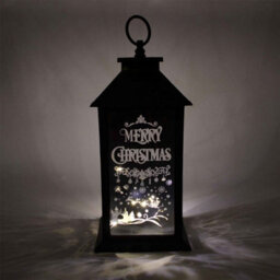 Shatchi Christmas Led Warm White Lantern Lamp Black Pvc Frame With Designed And Inprinted Christmas Theme - thumbnail 5