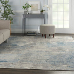 Grey Blue Modern Easy To Clean Abstract Rug For Living Room, Bedroom - 69 X 221 (Runner) - thumbnail 2