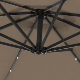 VRUC Outdoor Patio Garden Cantilever Banana Led Parasol Hanging Umbrella 3M Taupe - thumbnail 5