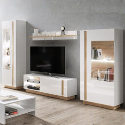 Arco White I Living Room Furniture Set White Gloss Oak Grandson With Led Lights Blue - thumbnail 2