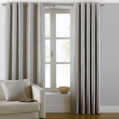 Paoletti Atlantic Twill Woven Room Darkening Eyelet Curtain Pair Natural (W)229Cm X (D)137Cm - image 1