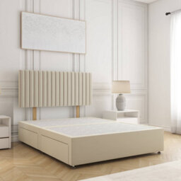 Bsspoke Brooke Divan Bed Set Cream Plush Velvet With 24Inch Panel Headboard No Drawers No Mattress In 3Ft 4Ft 4Ft6 5Ft 6Ft - thumbnail 1