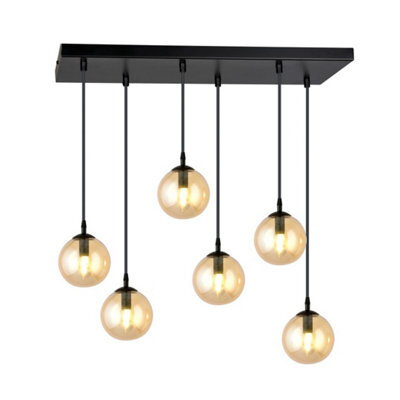 Emibig Lighting Emibig Cosmo Pendant Lamp  6 X E14 Black With Amber Shade - image 1