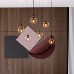 Emibig Lighting Emibig Cosmo Pendant Lamp  6 X E14 Black With Amber Shade - thumbnail 6