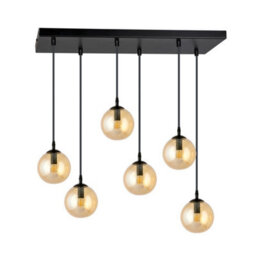 Emibig Lighting Emibig Cosmo Pendant Lamp  6 X E14 Black With Amber Shade - thumbnail 2