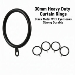 Homeelabador 30mm Black Colour Pole Curtain Rings With Eyelet - Pack Of 60 - thumbnail 3