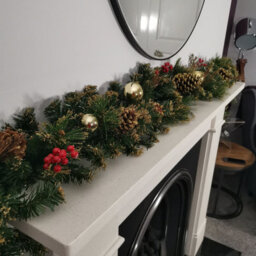 Samuel Alexander 180Cm (6Ft) Premier Gold Dressed Christmas Garland With Berries Pine Cones & Gold Baubles - thumbnail 1