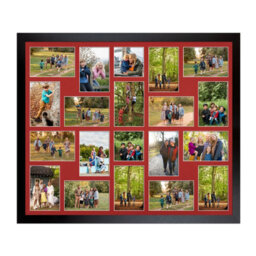 AK Frames 80X70Cm Matte Black Modern Multi Photo Frame With Crimson Mount - Holds 20 Apertures (18X) 6X4, (2X) 4X4 Photos - thumbnail 1