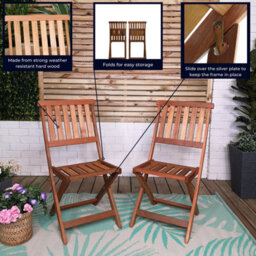 Samuel Alexander Set Of 2 Bowness Outdoor Garden Patio Wooden Slatted Folding Chairs - thumbnail 5
