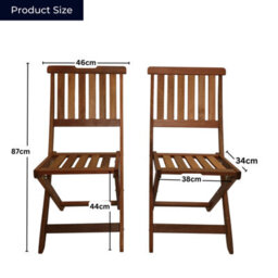 Samuel Alexander Set Of 2 Bowness Outdoor Garden Patio Wooden Slatted Folding Chairs - thumbnail 7