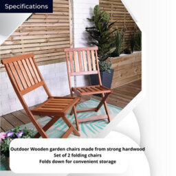 Samuel Alexander Set Of 2 Bowness Outdoor Garden Patio Wooden Slatted Folding Chairs - thumbnail 6
