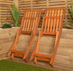 Samuel Alexander Set Of 2 Bowness Outdoor Garden Patio Wooden Slatted Folding Chairs - thumbnail 2