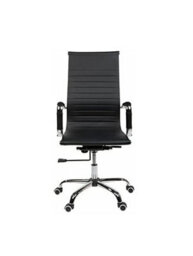 Evre High Back Boardroom Black Faux Leather Desk Chair With Chrome Finish - thumbnail 4