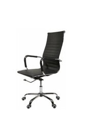 Evre High Back Boardroom Black Faux Leather Desk Chair With Chrome Finish - thumbnail 2