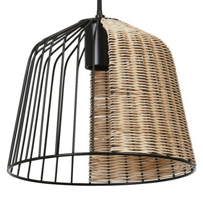 Osram Decor Cage Bell Pendant Ceiling Light E27 Black Rattan Max 15W Led Modern - image 1