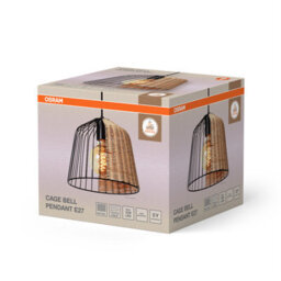 Osram Decor Cage Bell Pendant Ceiling Light E27 Black Rattan Max 15W Led Modern - thumbnail 2