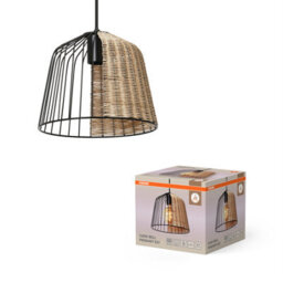 Osram Decor Cage Bell Pendant Ceiling Light E27 Black Rattan Max 15W Led Modern - thumbnail 3