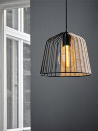 Osram Decor Cage Bell Pendant Ceiling Light E27 Black Rattan Max 15W Led Modern - thumbnail 6