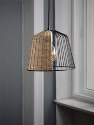 Osram Decor Cage Bell Pendant Ceiling Light E27 Black Rattan Max 15W Led Modern - thumbnail 7