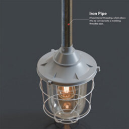 Industrial Pendant Light Fitting E27 Base Galvanized Steel With Metal Cage Hanging Conduit Pendant Lighting Grey - thumbnail 2