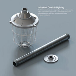 Industrial Pendant Light Fitting E27 Base Galvanized Steel With Metal Cage Hanging Conduit Pendant Lighting Grey - thumbnail 3