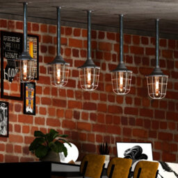 Industrial Pendant Light Fitting E27 Base Galvanized Steel With Metal Cage Hanging Conduit Pendant Lighting Grey - thumbnail 7