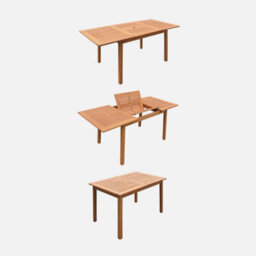 Sweeek - 6-Seater Extendable Wooden Garden Table With 6 Textilene Chairs Natural 180X80X75 Cm - Almeria Table 180Cm + 6 Chairs - thumbnail 3